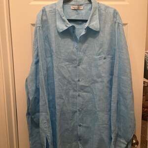 Francesco Casola Mens XXL Linen Shirt Long Sleeve Pocket Made in Positano Italy